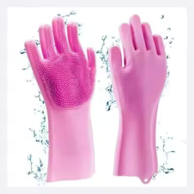 Reusable Magic Dish washing Gloves with scrubber, Silicone Cleaning, Scrub Gloves for Wash Dish, Car Washing, Kitchen