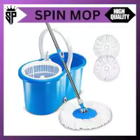 Premium 360° Magic Spin Mop Set with Bucket – Stainless Steel Wringer & Super Absorbent Microfiber Mop | Easy Home Floor Cleaning System