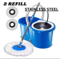 Premium 360° Magic Spin Mop Set with Bucket – Stainless Steel Wringer & Super Absorbent Microfiber Mop | Easy Home Floor Cleaning System