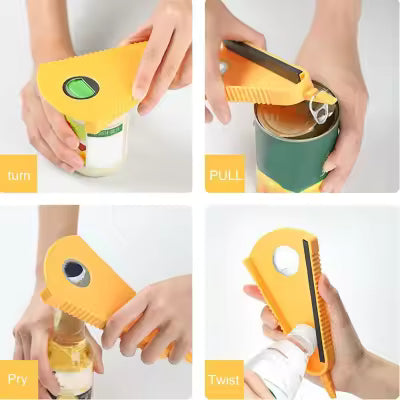 [Best Quality] Multifunction Opener Tool Lid Jar Opener Screw Cap Jar Bottle Opener Can Opener Manual Non-slip Twist Cap Bottle Launcher Opener Kitchen Gadget , can opener , Botle opener