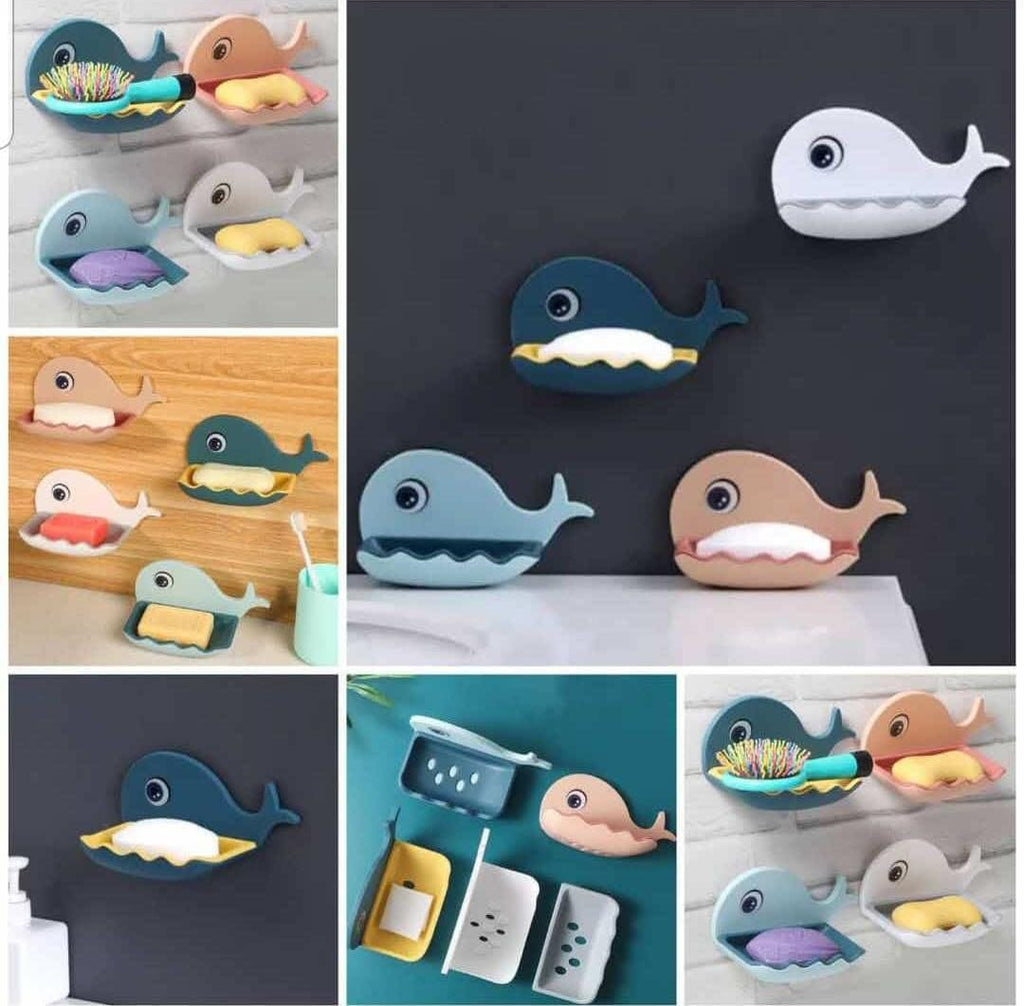 Fish Shape Soap Box Bathroom Drain Soap Holder Rack Self-Adhesive Wall Mounted Soap Tray Plate Bathroom Supplies Bathroom Gadge
