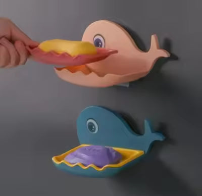 Fish Shape Soap Box Bathroom Drain Soap Holder Rack Self-Adhesive Wall Mounted Soap Tray Plate Bathroom Supplies Bathroom Gadge