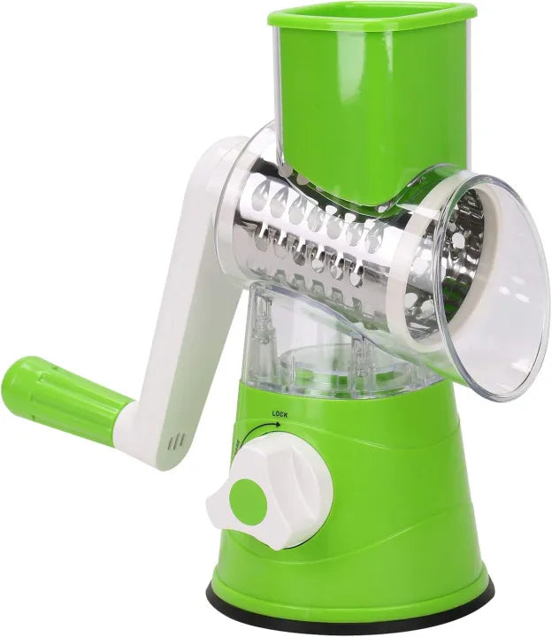 Drum Cutter Vegetable Chopper Speedy Rotary Drum Grater Slicer With Strong-Hold Suction Kitchen Hand Crank Food Cutter-Green