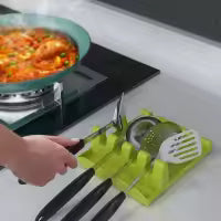 Non-slip Heat-safe BPA-Free Extra Large Size Kitchen Utensil Rest Plastic Spoon Holder with Drip Pad