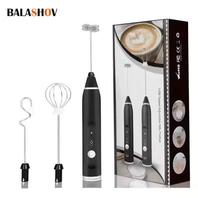 Coffee Beater 2 in 1 Rechargeable Electric Handheld Mixer | USB Milk Frother & Egg Beater | 3 Speed Cordless Coffee Whisk | Portable Latte Foamer for Cappuccino, Eggs, Drinks | USB Charging, Lightweight, Easy to Clean, Multi-Use Kitchen Tool