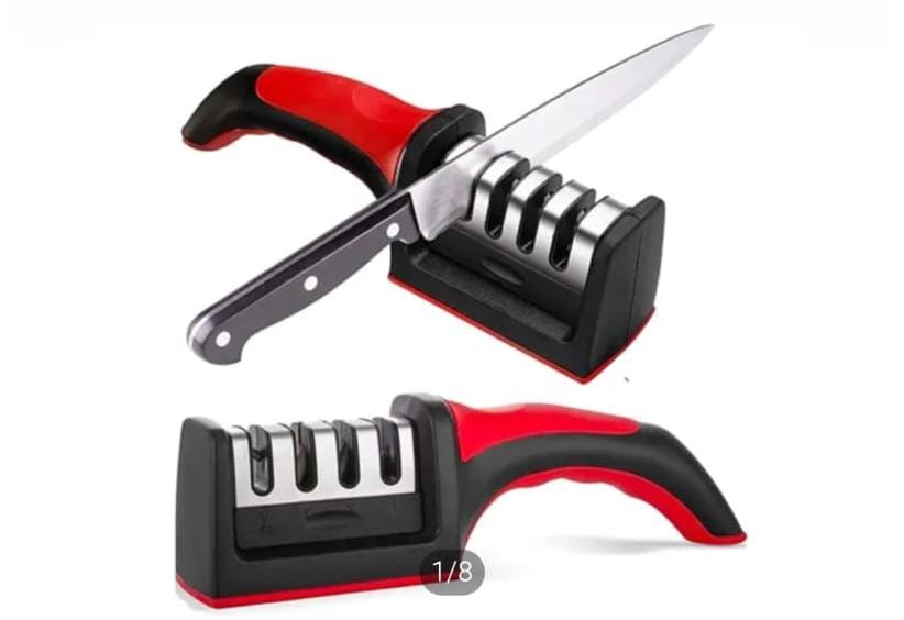Kitchen Knife Sharpener Adjustable 4 in 1 Manual Knives and Scissor Sharpener Professional Blade Sharpening Tool Sharpener Stone multi-function knife sharpener, compact knife sharpener, durable and universal blade sharpener, (No Color Choice)