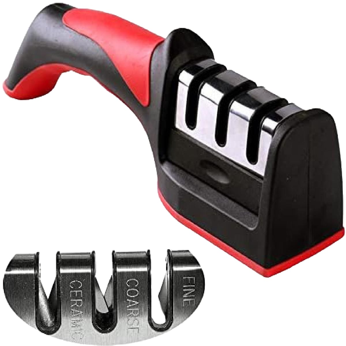 Kitchen Knife Sharpener Adjustable 4 in 1 Manual Knives and Scissor Sharpener Professional Blade Sharpening Tool Sharpener Stone multi-function knife sharpener, compact knife sharpener, durable and universal blade sharpener, (No Color Choice)