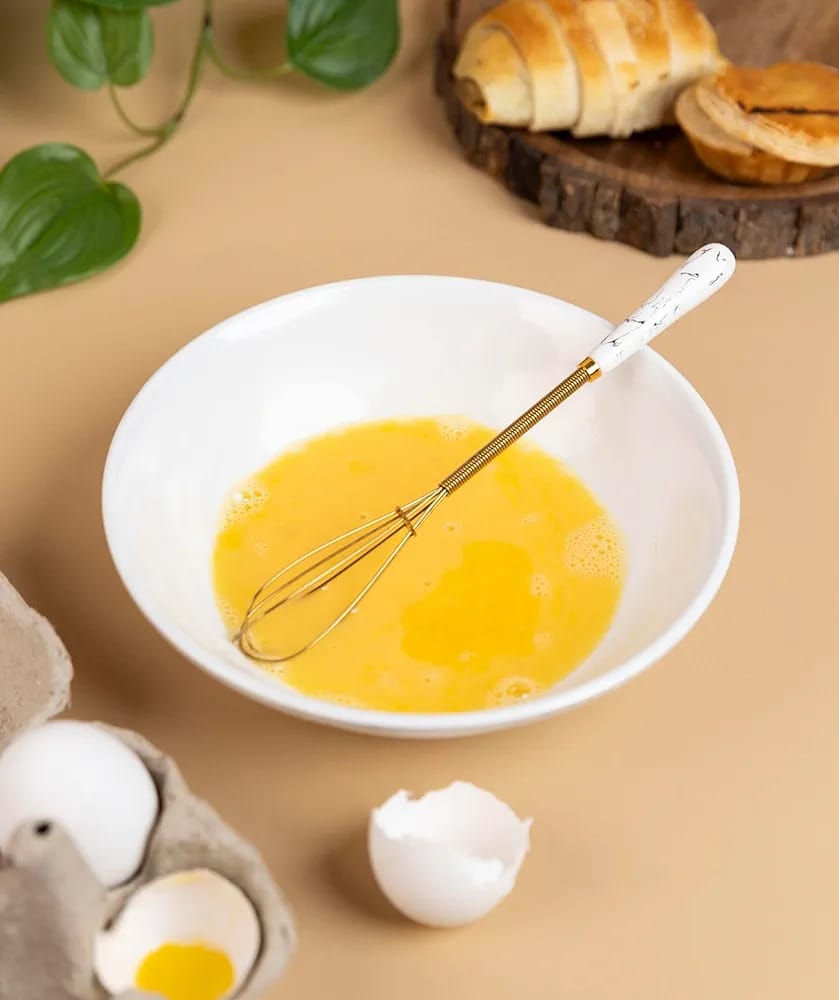 Mini Egg Beater Mixer Stainless Steel with Ceramic Handle Hand Whisk Beater Stir Rod Stirrer Blender Small