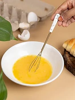 Mini Egg Beater Mixer Stainless Steel with Ceramic Handle Hand Whisk Beater Stir Rod Stirrer Blender Small