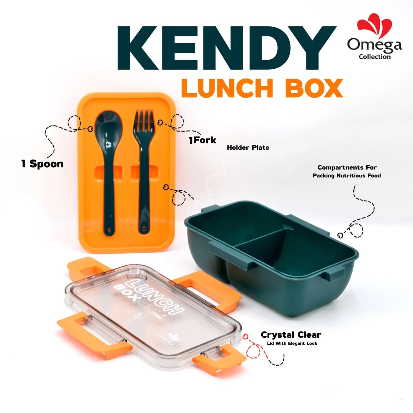 KENDY LUNCH BOX WITH SPOON + FORK | LUNCH BOX FOR SCHOOL | PLASTIC LUNCH BOX | HIGH QUALITY GURRANTED