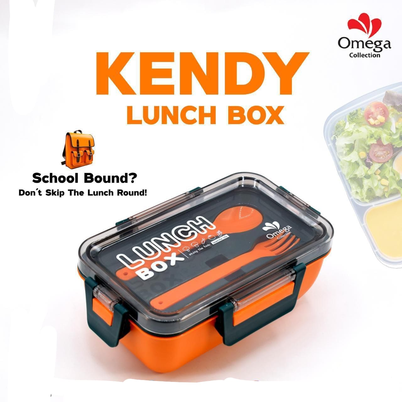KENDY LUNCH BOX WITH SPOON + FORK | LUNCH BOX FOR SCHOOL | PLASTIC LUNCH BOX | HIGH QUALITY GURRANTED