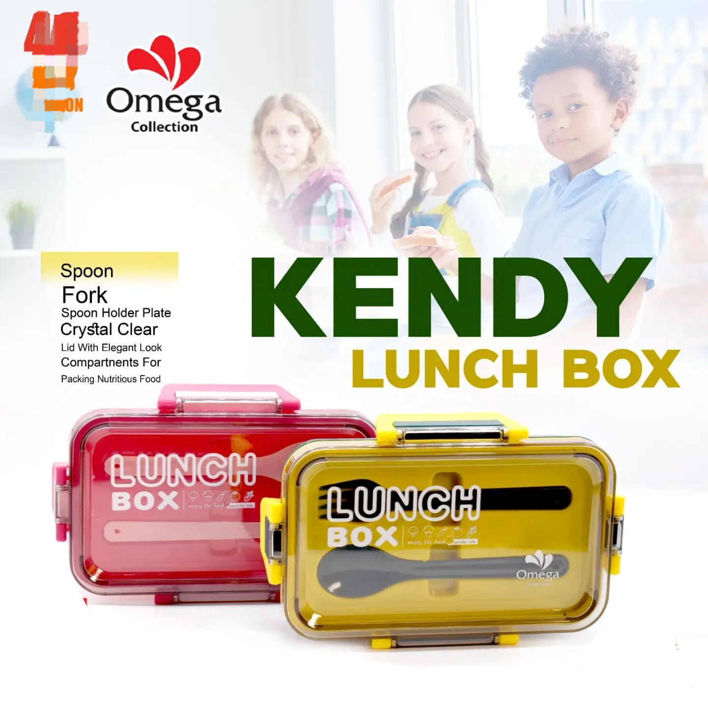 KENDY LUNCH BOX WITH SPOON + FORK | LUNCH BOX FOR SCHOOL | PLASTIC LUNCH BOX | HIGH QUALITY GURRANTED
