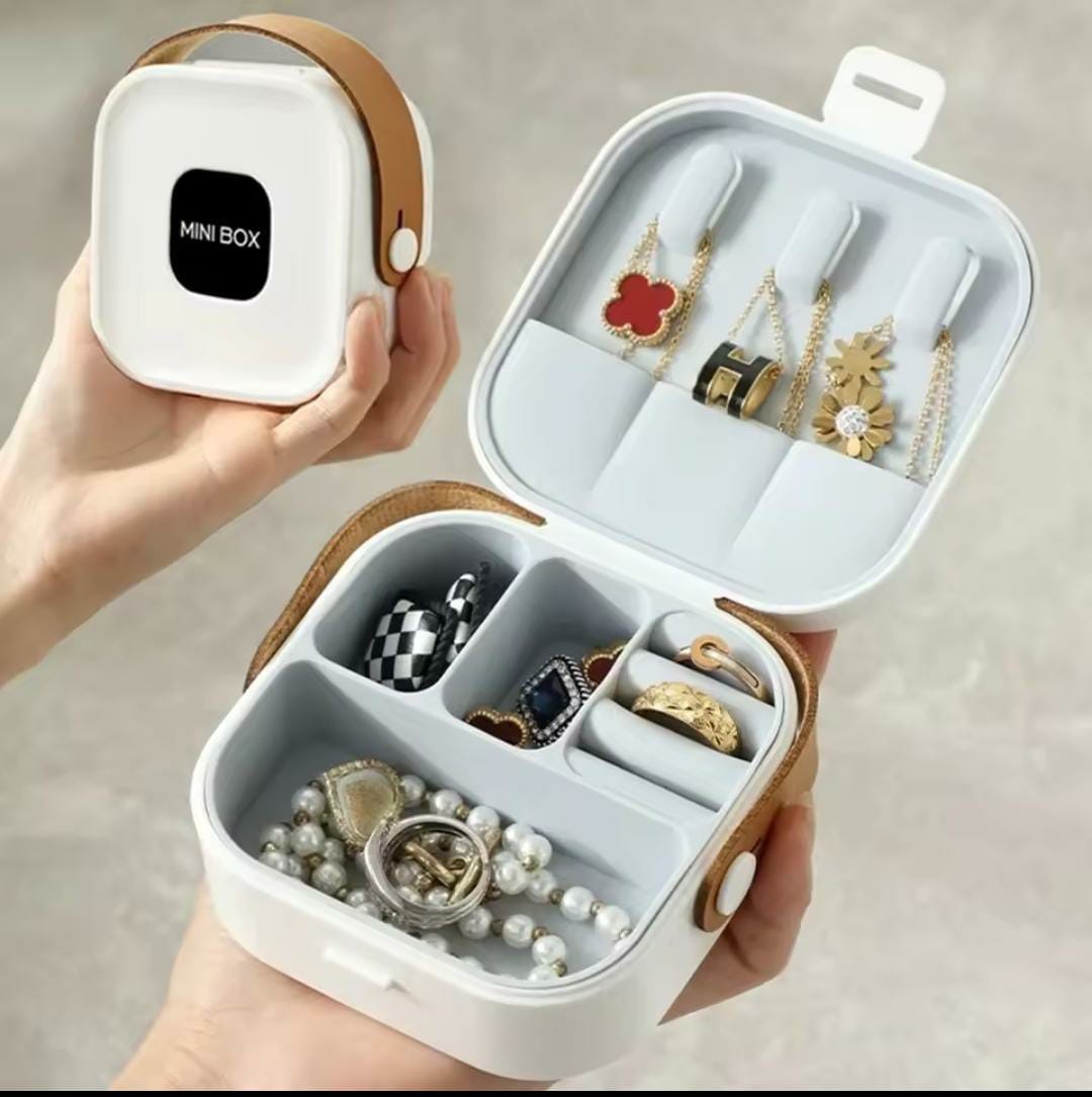 Ins Jewelry Box Portable Travel Storage Earring Necklace Ring Organizer Case With Leather Handle Simple Mini Jewelry Display BBD
