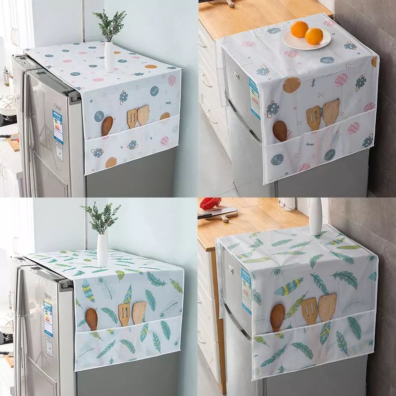 Waterproof Fridge Cover Fridge Protector Cover Fridge Cover with Side Pockets Easy-to-Clean Fridge Cover Waterproof Refrigerator Protector Fridge Organizing Cover Fridge Side Pockets Storage Durable Refrigerator Cover Reusable Fridge Protector Fridge Prot