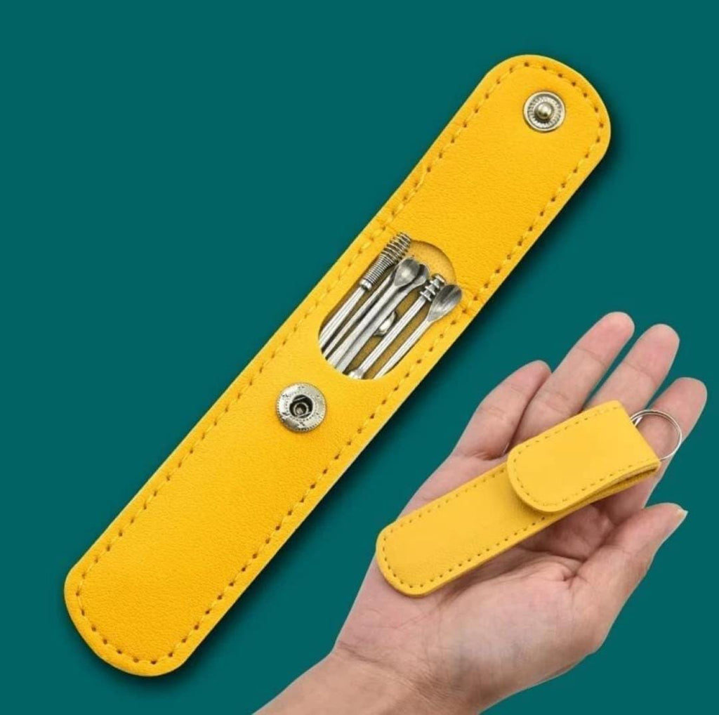 6 Pcs Set Ear Cleaner Kits Stainless Steel Earpick Wax Remover Curette Ear Pick Ear Cleaner Spoon Spiral Ear Clean Tool