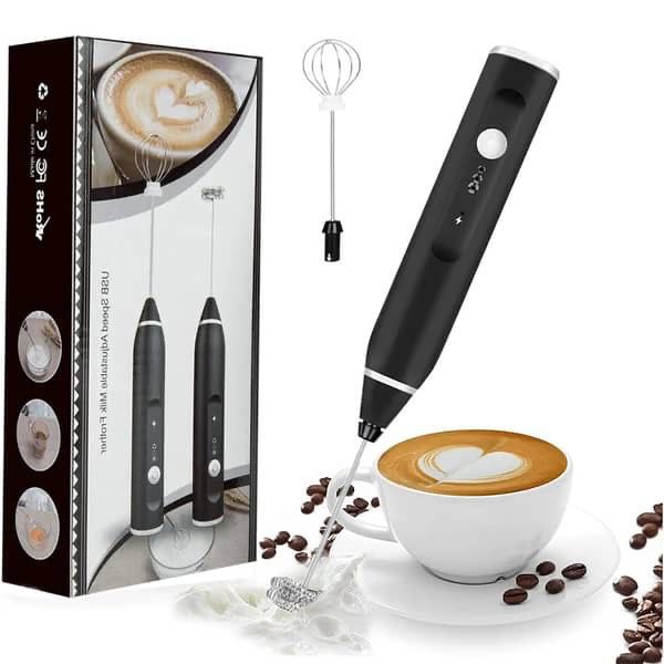 Coffee Beater 2 in 1 Rechargeable Electric Handheld Mixer | USB Milk Frother & Egg Beater | 3 Speed Cordless Coffee Whisk | Portable Latte Foamer for Cappuccino, Eggs, Drinks | USB Charging, Lightweight, Easy to Clean, Multi-Use Kitchen Tool