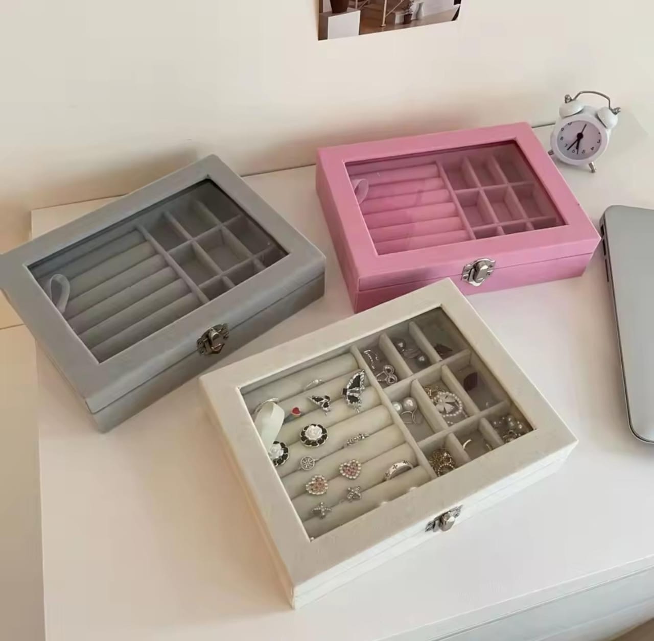 Jewelry Organizer Box for Travelling Leather Box Hair Accessories PU Leather Small Jewelry Box, Travel Portable Jewelry Case for Ring, Pendant, Earring, Necklace, Bracelet Organizer Storage Holder Boxes Mini Jewelry Box Girls Women