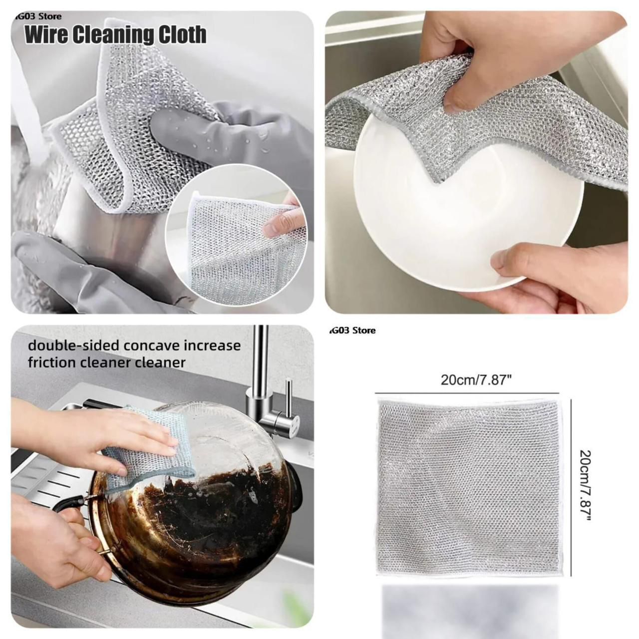 Steel Wire Cleaning Cloth Non-Scratch Iron Microfiber Mesh Dishrag Washing Pot Rags Kitchen Towel Reusable