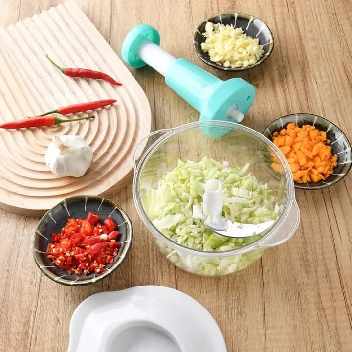 Chopper Machine - Manual Food Chopper - Hand Chopper Vegetable Chopper - Speedy Chopper with 3 Curved Stainless Steel Blades 1500ML - 1.5 liters- Manual Chopper - Chopper - Hand chopper