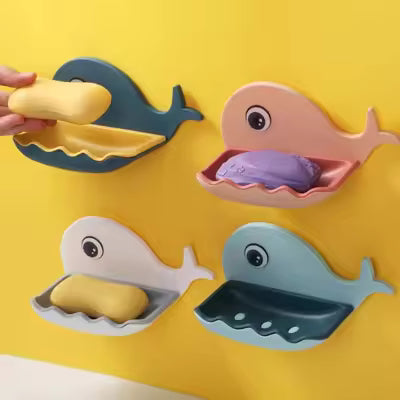 Fish Shape Soap Box Bathroom Drain Soap Holder Rack Self-Adhesive Wall Mounted Soap Tray Plate Bathroom Supplies Bathroom Gadge