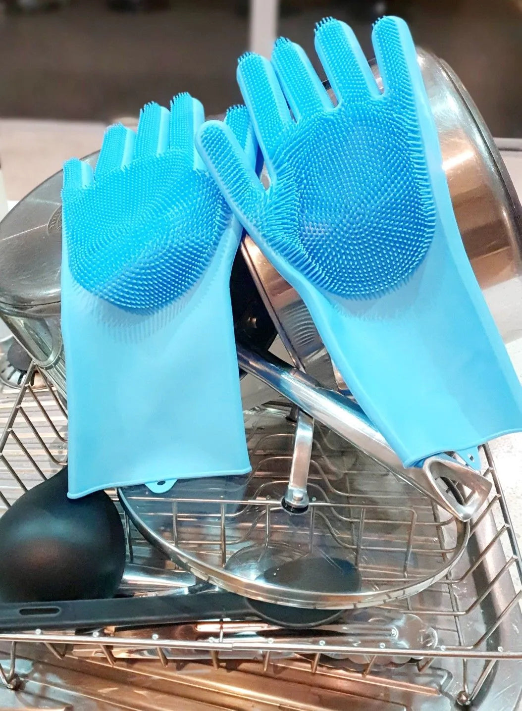 Reusable Magic Dish washing Gloves with scrubber, Silicone Cleaning, Scrub Gloves for Wash Dish, Car Washing, Kitchen
